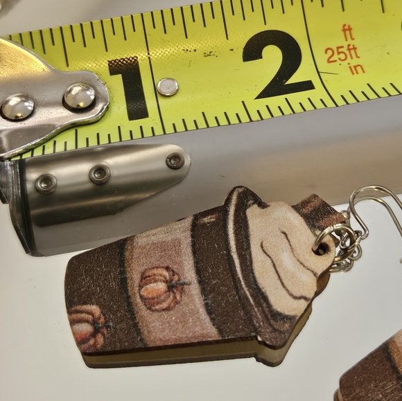 Pumpkin Spice Latte Earrings - Picture 3 of 3